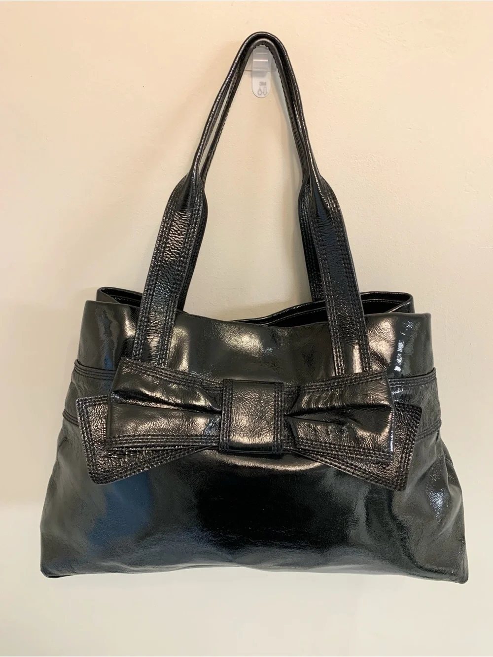 Kate Spade Claverly Maryanne Black Patent Leather Bow Bag Purse